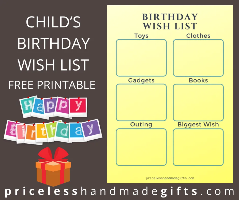 Printable Birthday Wish List