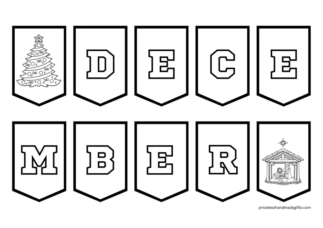 Mini December Bunting to Color