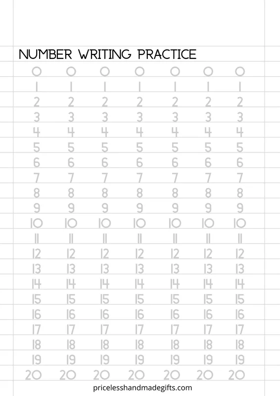 Free Printable Number Writing Practice Sheets