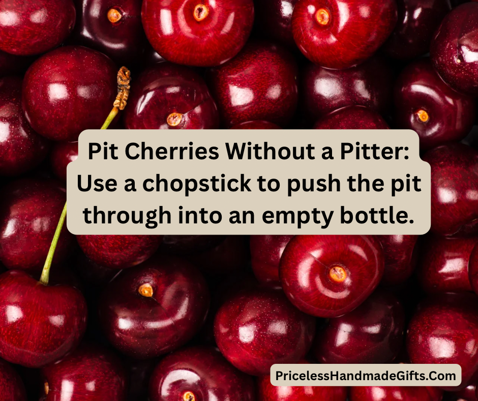 A kitchen tip for pitting cherries without a pitter.