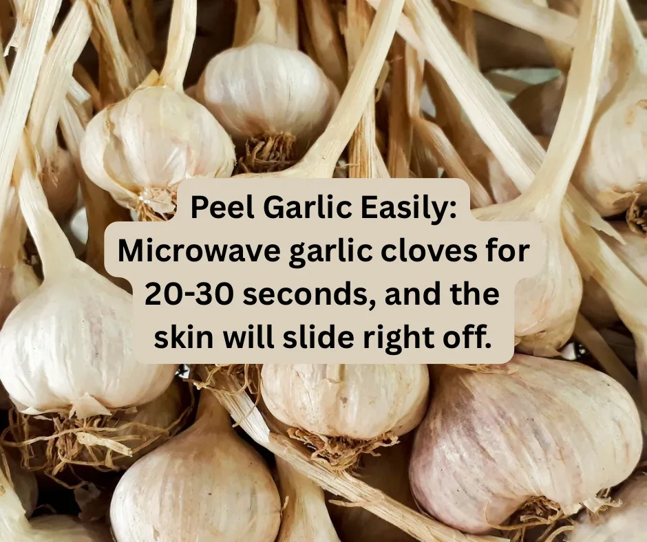 A kitchen tip for peeling garlic easily.