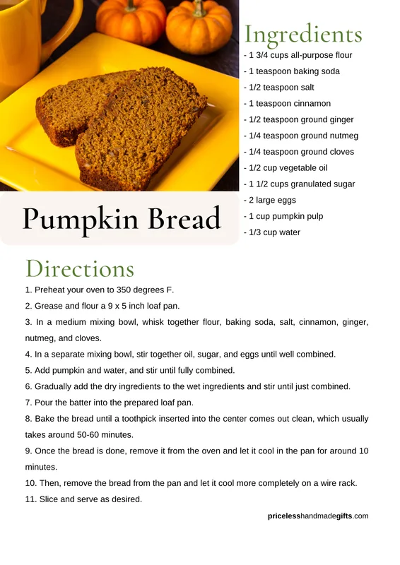 Pumpkin Bread Recipe