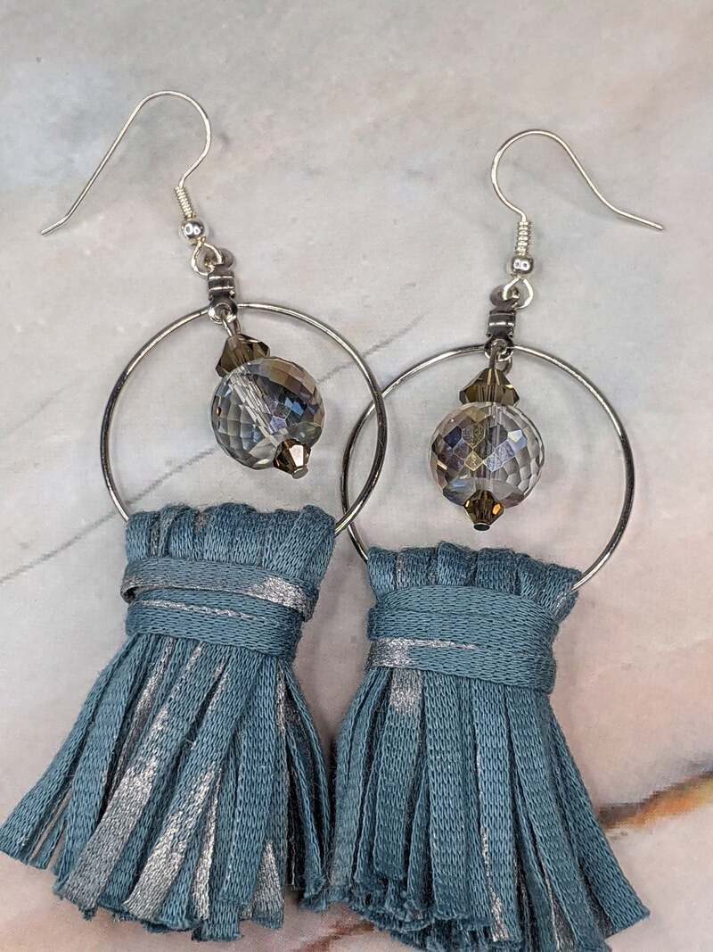 Short Tassel Blue Earrings