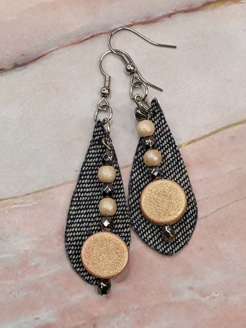 Reverse Denim Earrings