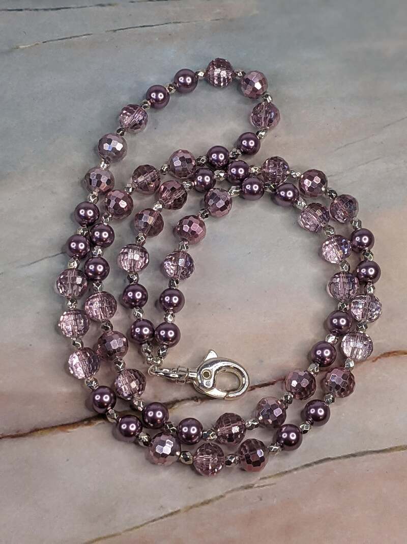 Purple Silver Lanyard