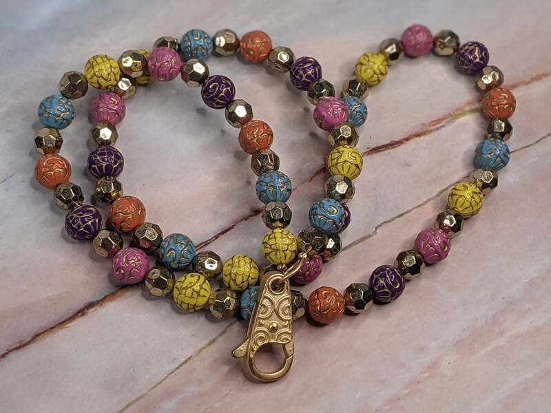 Gold and Color Lanyard