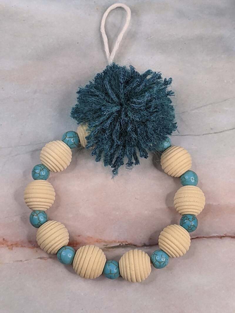 Natural-Teal Gift Topper Wreath Ornament