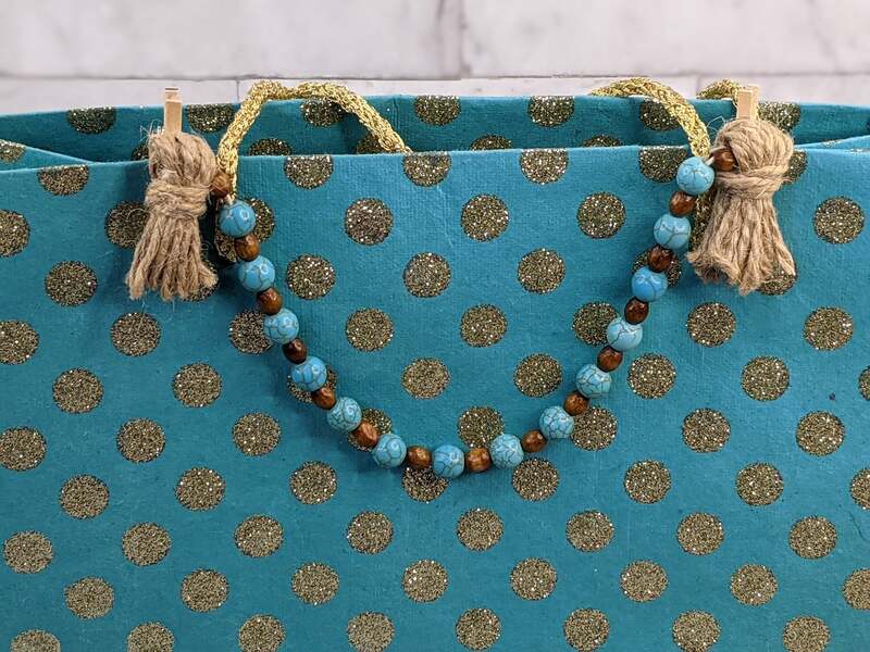 Aqua and Brown Card Garland