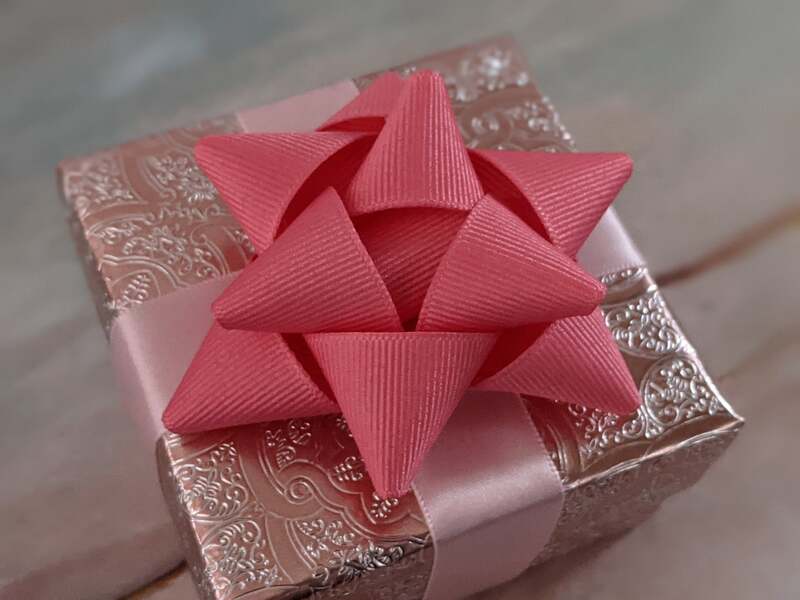 Coral-Pink Ribbon Gift Bow