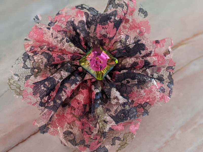 Pink Navy Lace Flower Clip