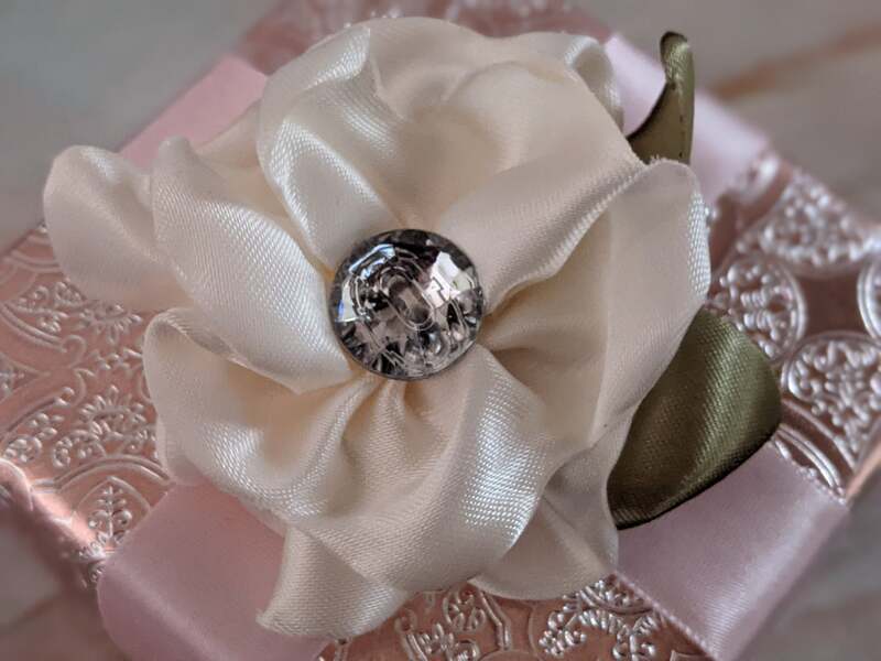 Cream Flower Clip with Button