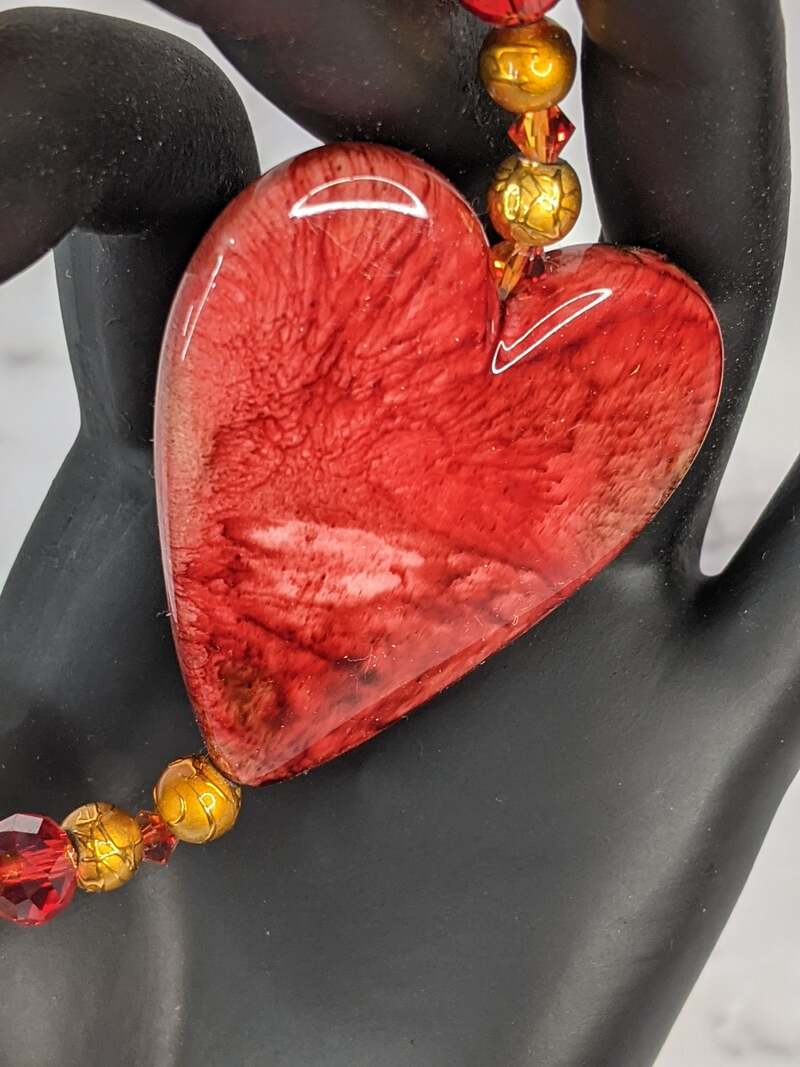 Red Gold Heart Stretch Bracelet