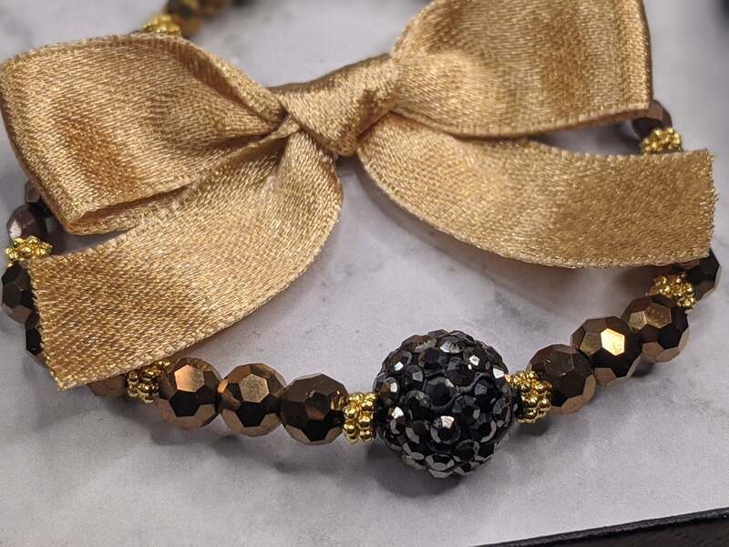 Golden Brown Beaded Stretch Bracelet