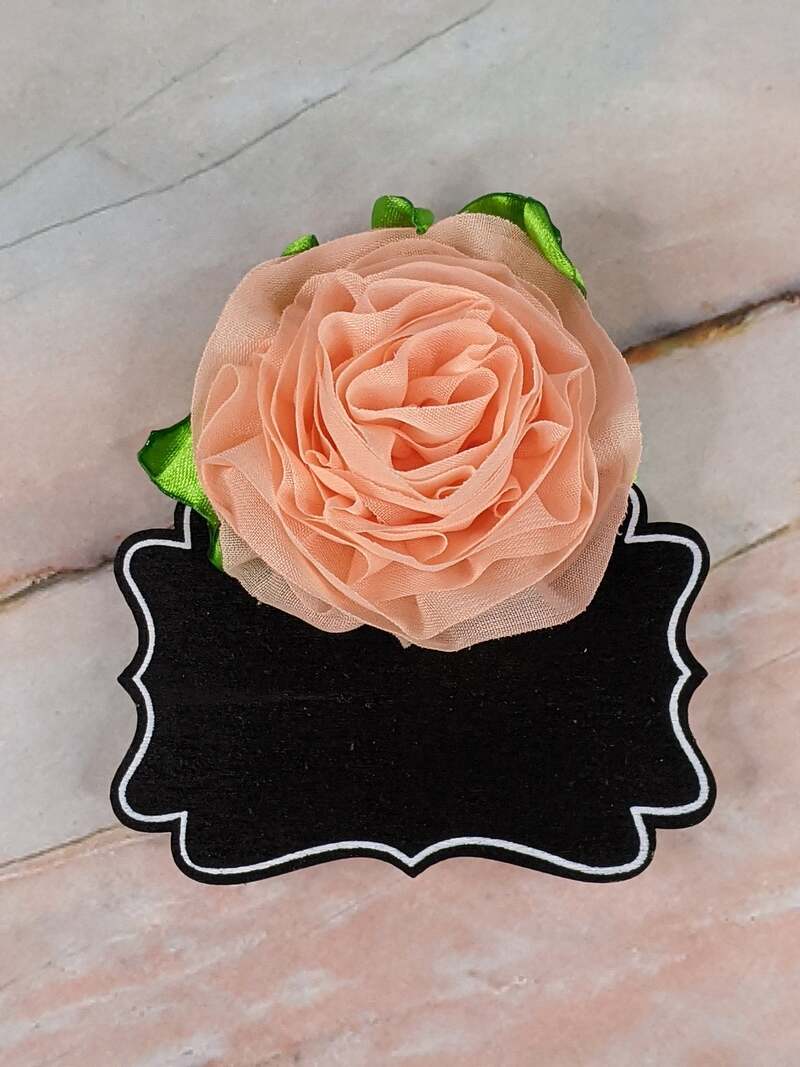 Peach Carnation Flower Tag Clip for Gift Bag
