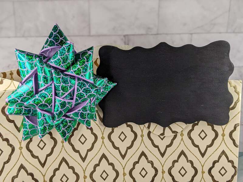 Big Metallic Green Mermaid Bow Clip With Chalkboard Tag