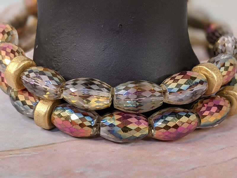 Gray and Gold Beaded Wrap Bracelet