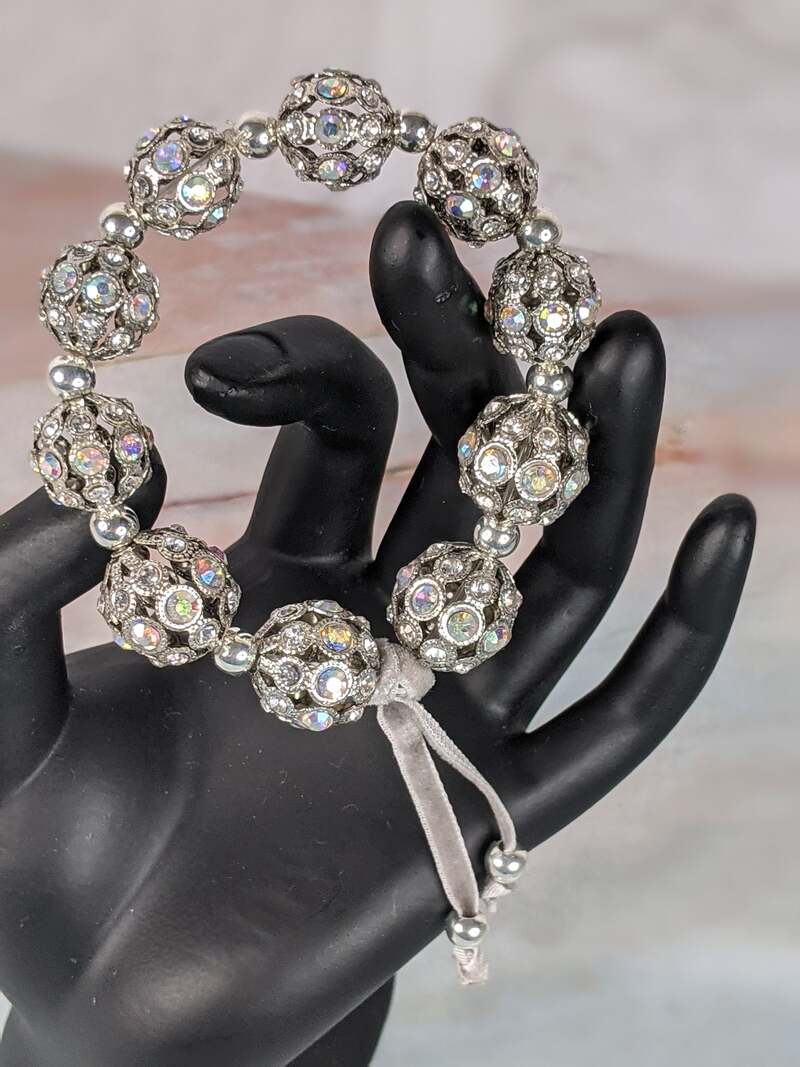 Metal Bead Rhinestone Bracelet
