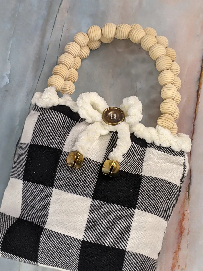 Black Ivory Checked Reusable Gift Bag
