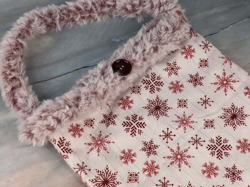 Snowflake Faux Fur Reusable Gift Bag
