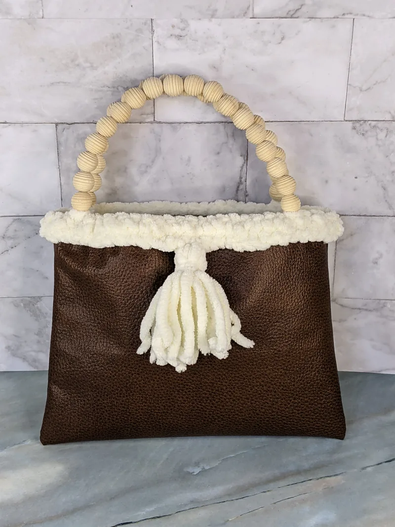 Brown Vinyl Reusable Gift Bag with Handles