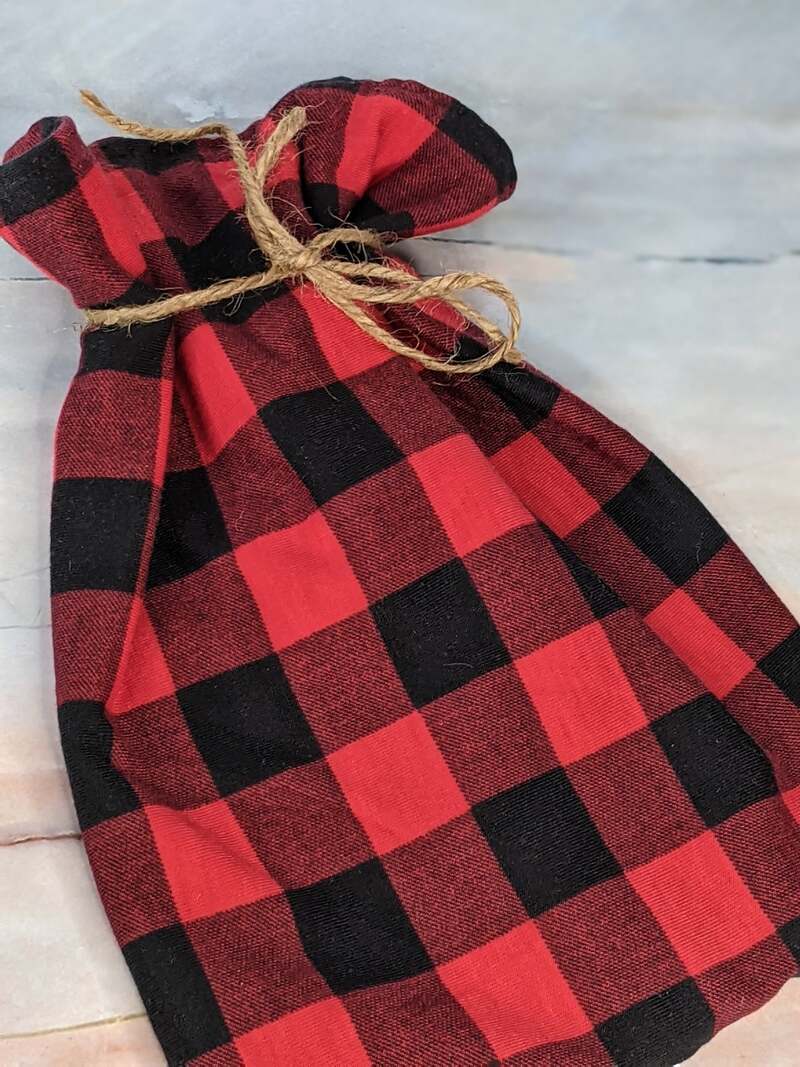 Red Buffalo Check Flannel Reusable Gift Bag