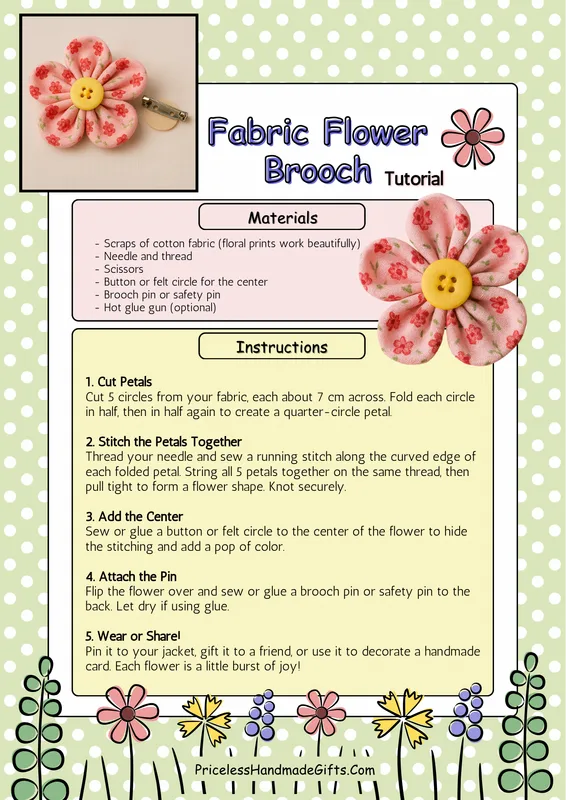 DIY Fabric Flower Brooch Tutorial